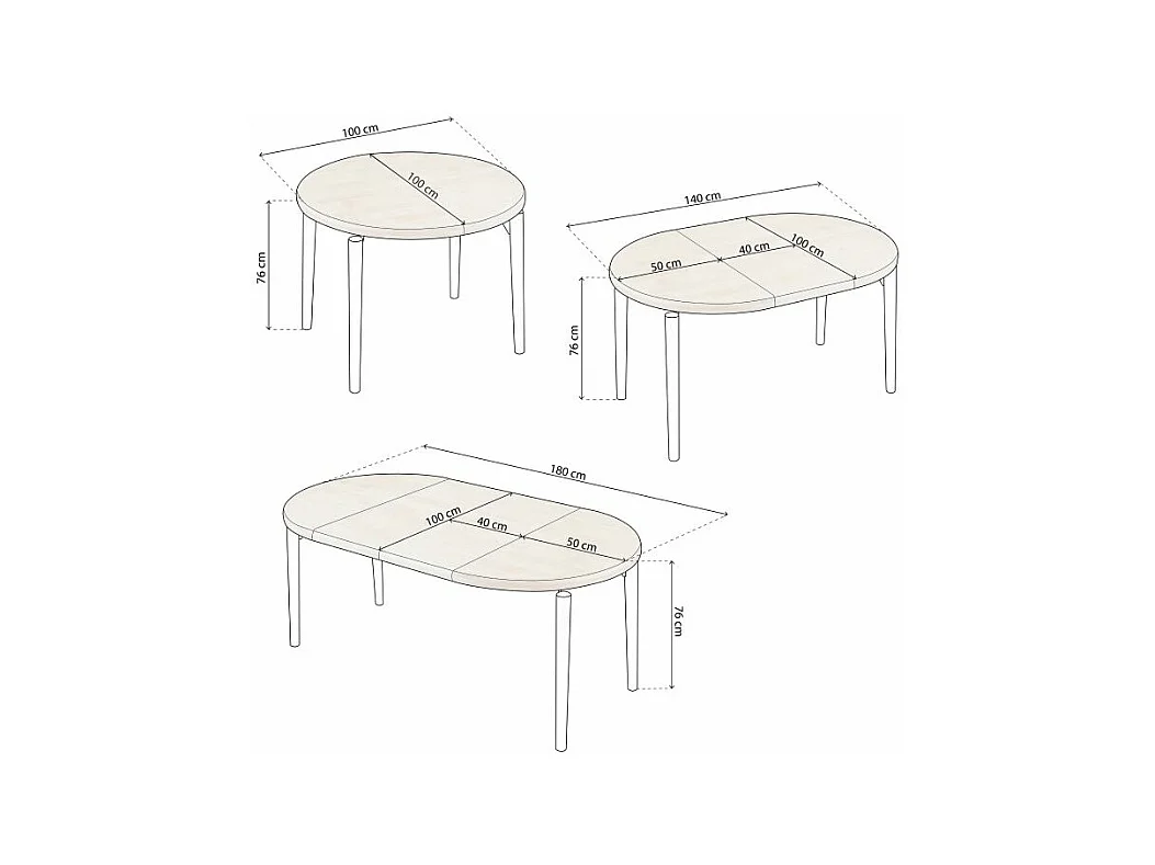 Mesa redonda extensible Padma Blanco - Roble