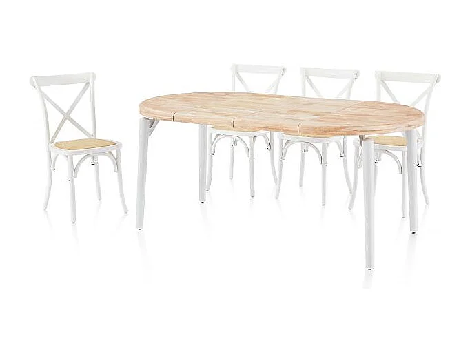 Mesa redonda extensible Padma Blanco - Roble