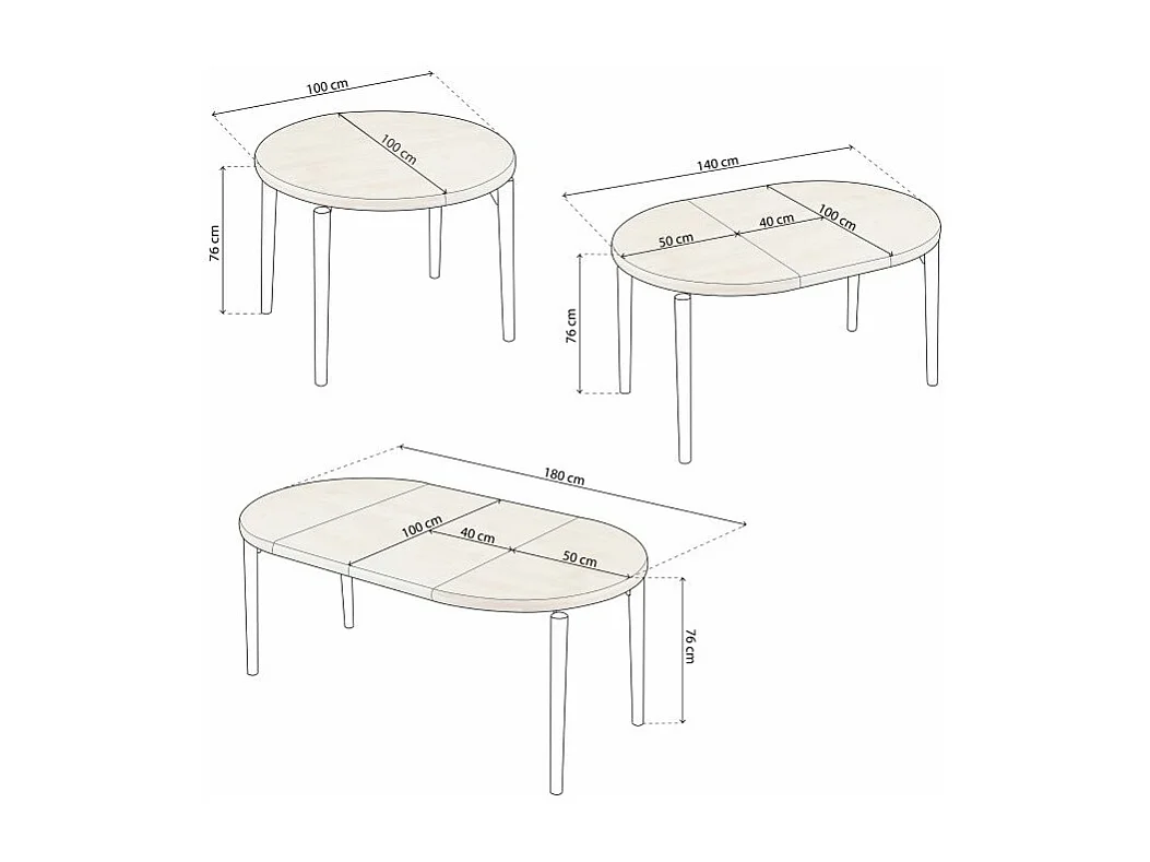 Mesa redonda extensible Padma Blanco - Roble