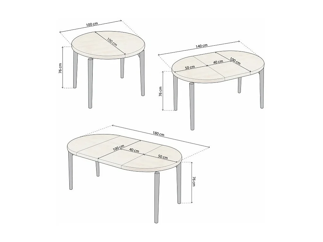 Mesa redonda extensible Padma Negro - Roble