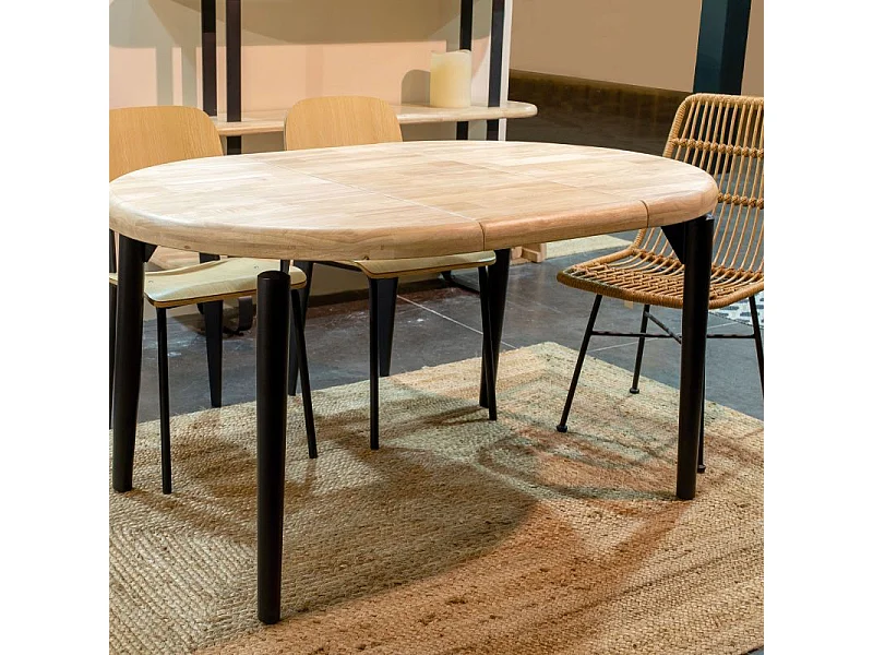 Mesa redonda extensible Padma Negro - Roble