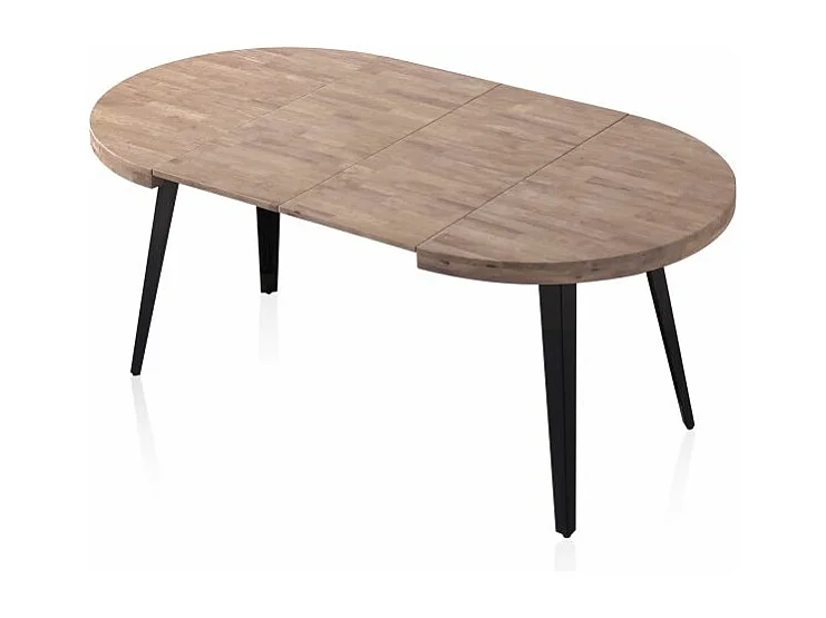 Mesa redonda extensible Berg 120 Roble Honey - Negro