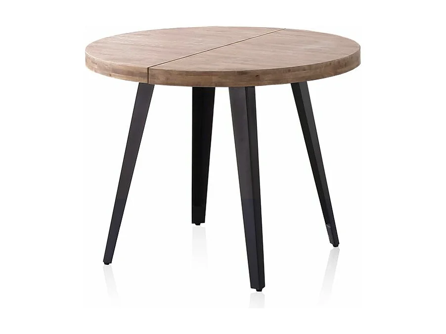 Mesa redonda extensible Berg 120 Roble Honey - Negro