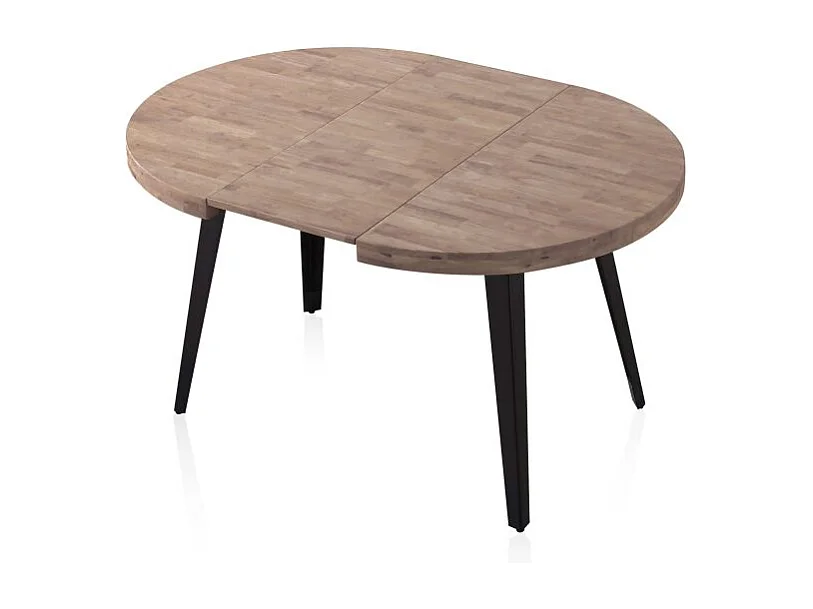 Mesa redonda extensible Berg 120 Roble Honey - Negro