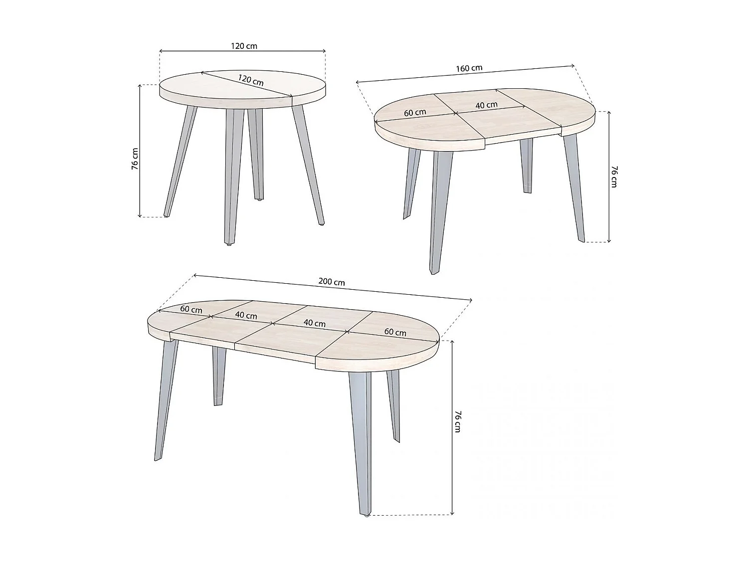 Mesa redonda Berg extensible 120-200