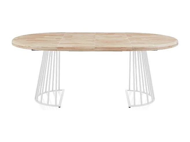 Mesa redonda extensible Meztil Blanco - Roble