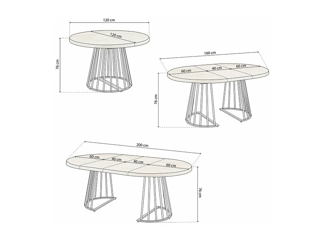Mesa redonda extensible Meztil Blanco - Roble