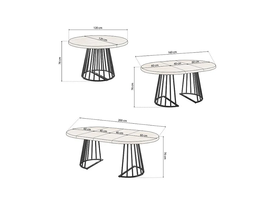 Mesa redonda extensible Meztil Negro - Roble