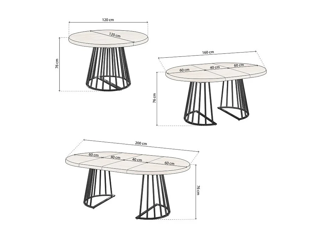 Mesa redonda extensible Meztil Negro - Roble