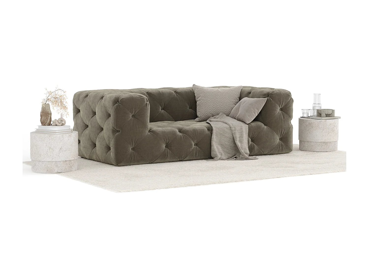 Canapé Cosimo - velours - 2 places - taupe