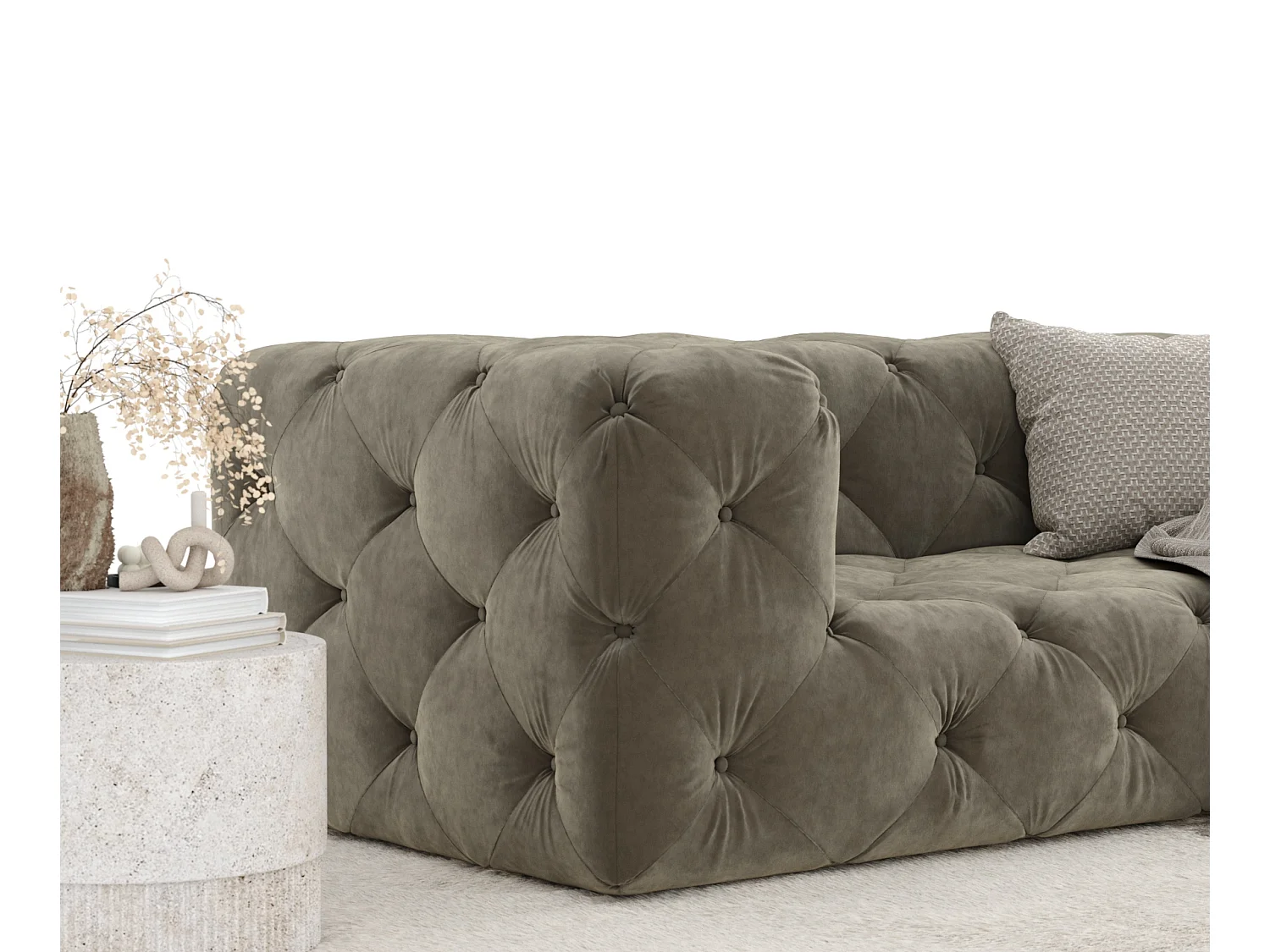 Canapé Cosimo - velours - 2 places - taupe