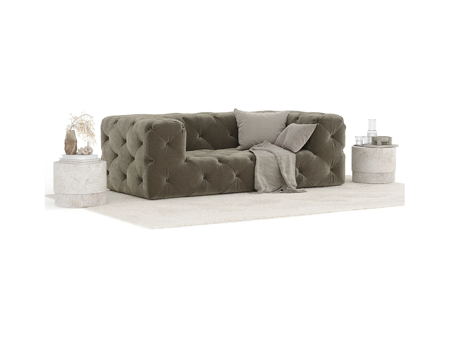 Sofa Cosimo - Samtstoff - Zwei-Personen - taupe