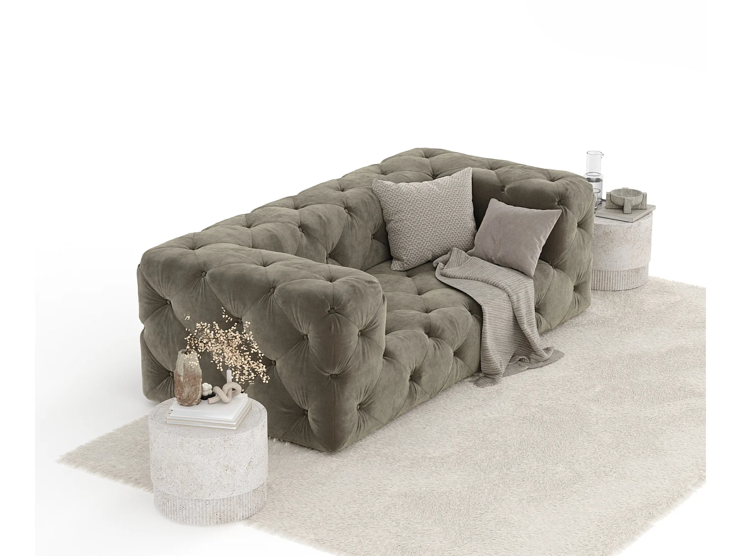 Canapé Cosimo - velours - 2 places - taupe