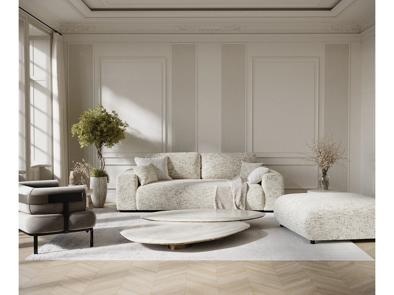 Canapé en toile tissée Zanzibar - 3 places - beige mélangé