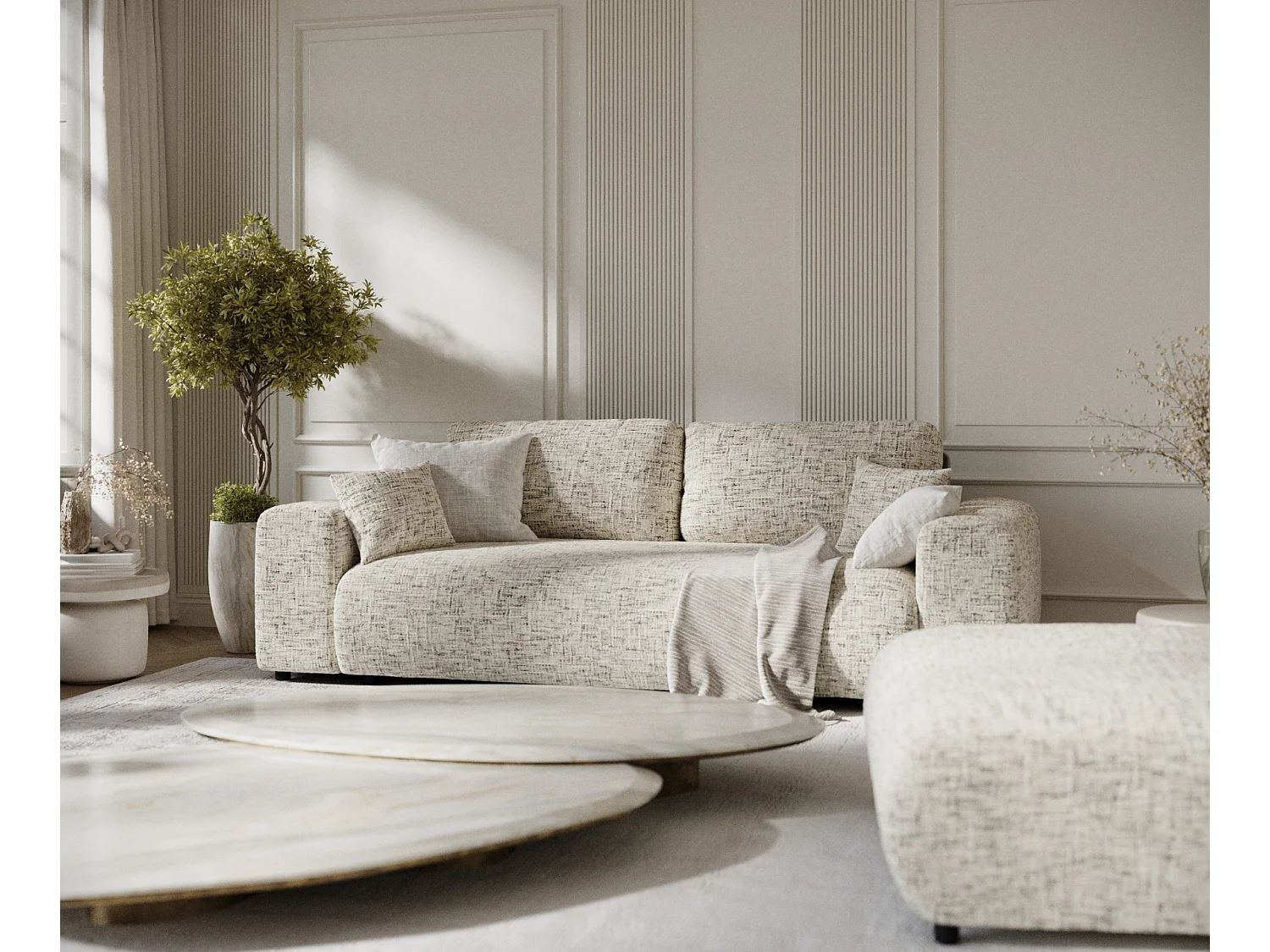 Canapé en toile tissée Zanzibar - 3 places - beige mélangé