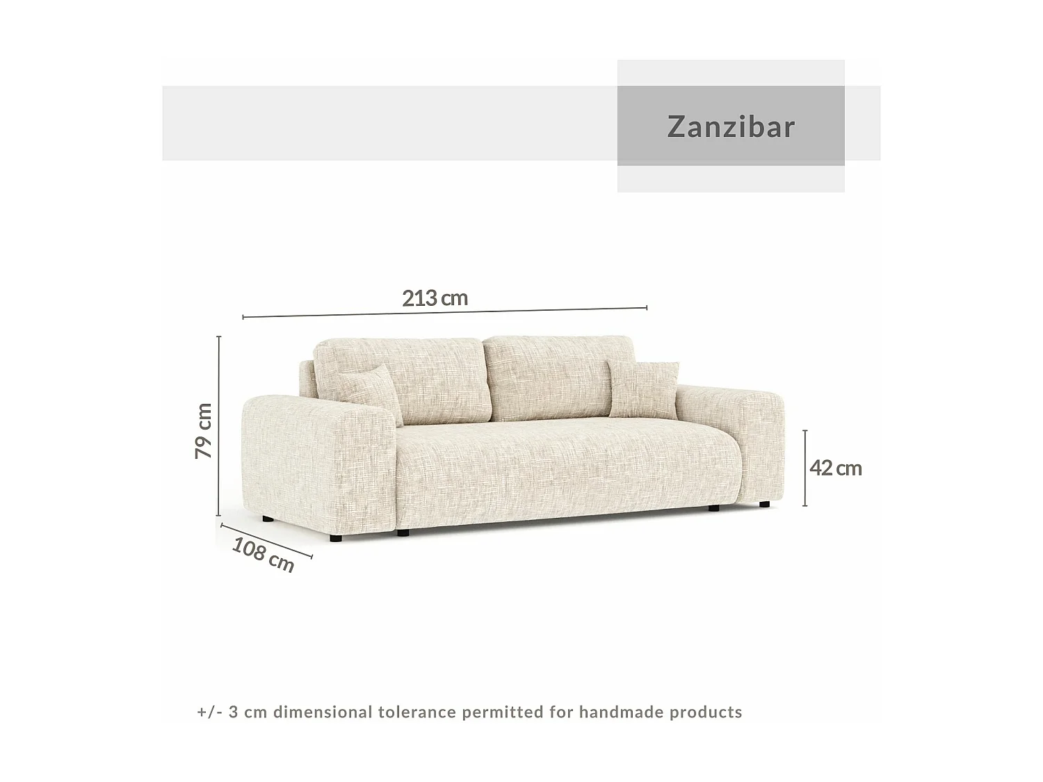 Canapé en toile tissée Zanzibar - 3 places - beige mélangé