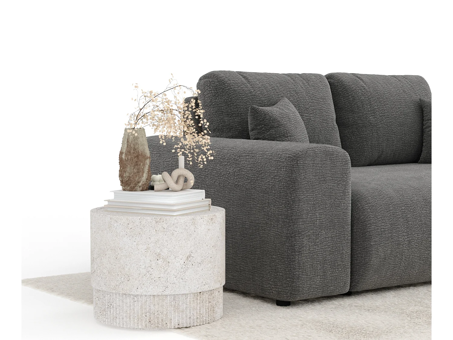 Canapé en tissu chenille Zanzibar - 2 places - gris