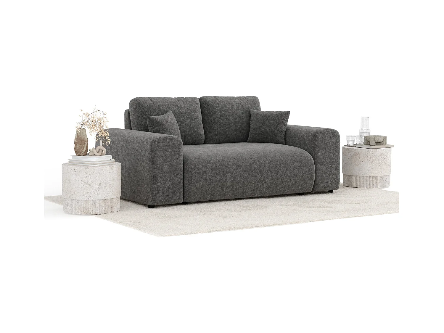 Sofa aus Chenille-Stoff Zanzibar - Zwei-Personen - grau