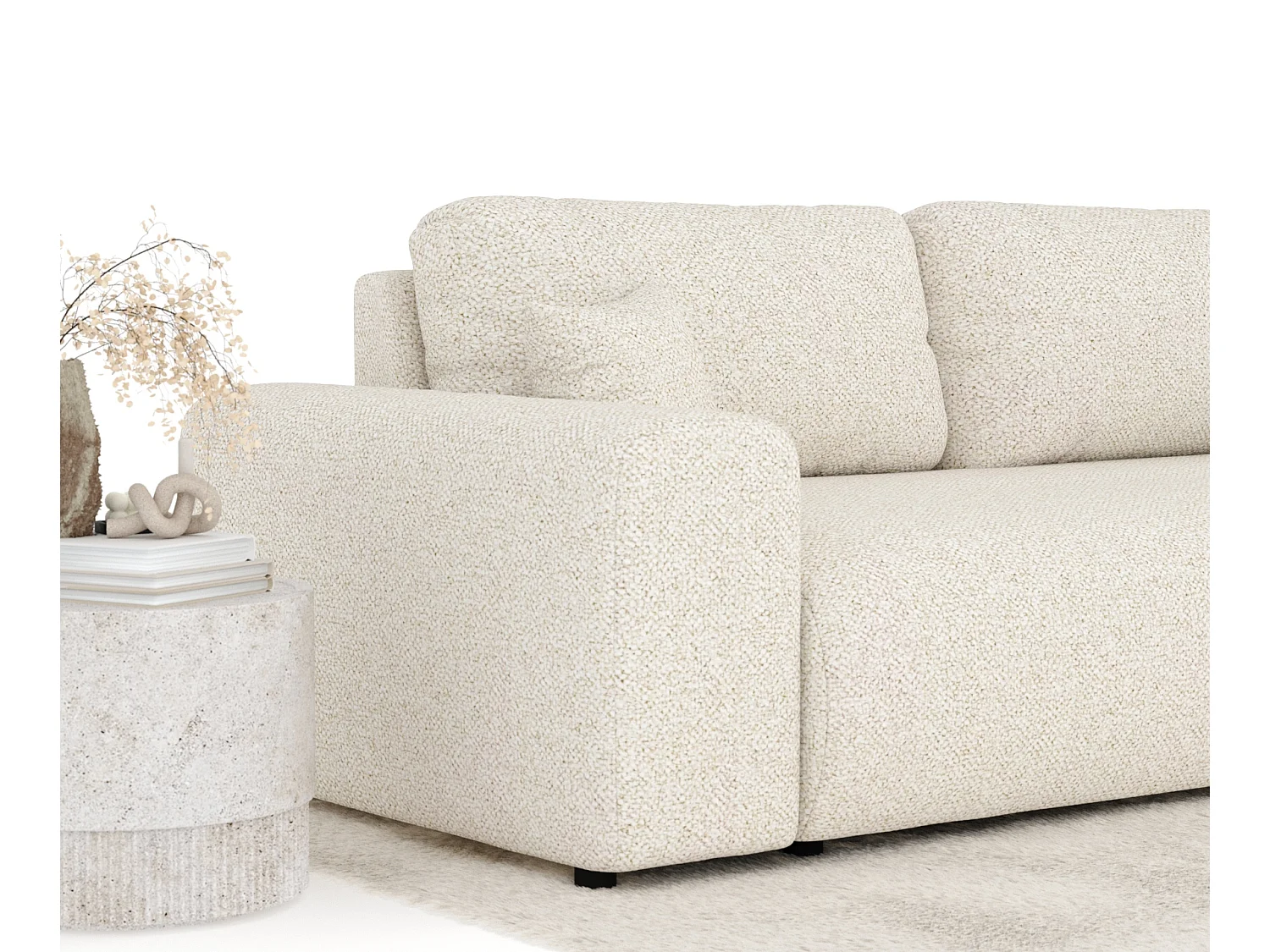 Canapé en tissu bouclette Zanzibar - 3 places - beige clair