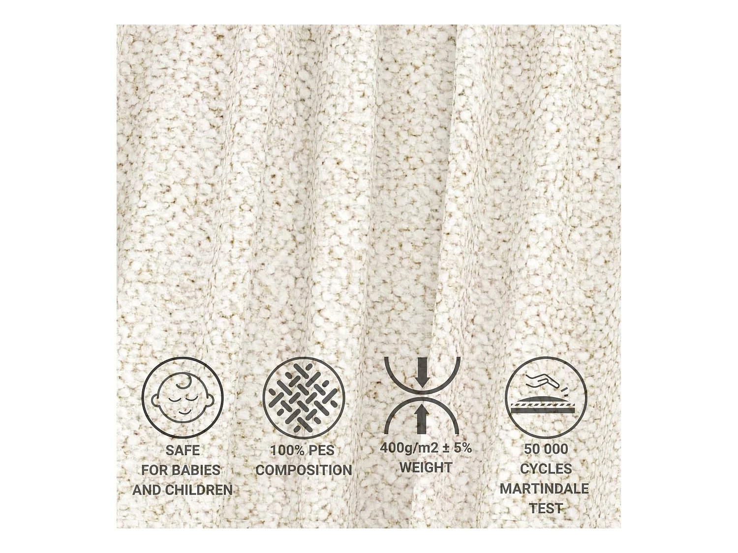 Canapé en tissu bouclette Zanzibar - 3 places - beige clair