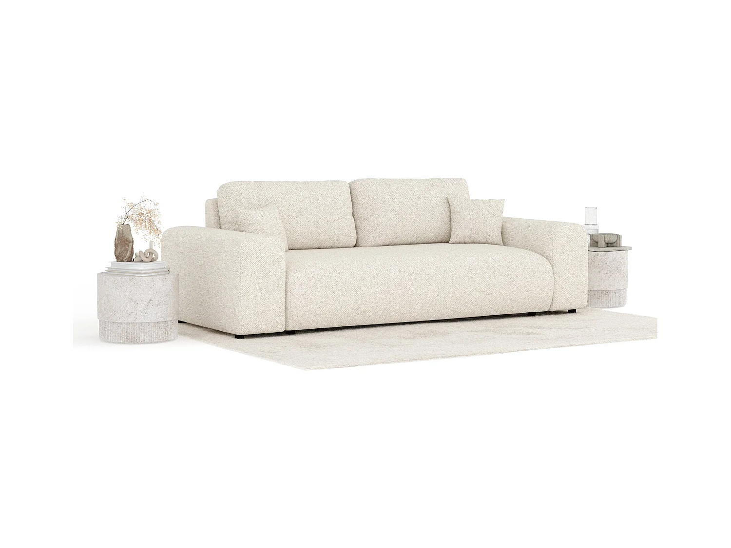 Sofa aus Boucle-Stoff Zanzibar - Drei-Personen - hellbeige