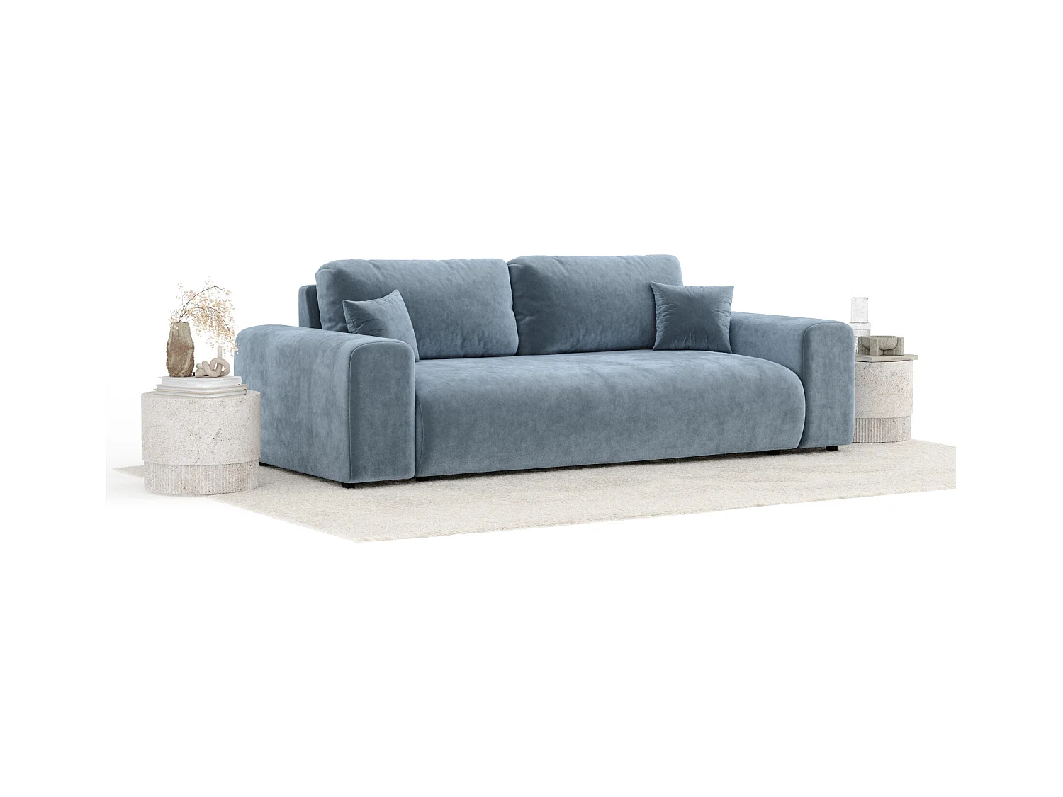 Sofa aus Samtstoff Zanzibar - Drei-Personen - blau