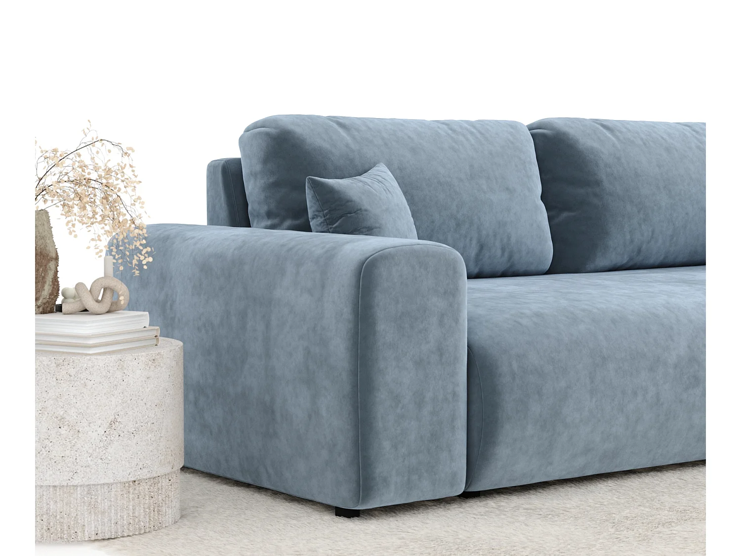 Canapé en tissu velours Zanzibar - 3 places - bleu