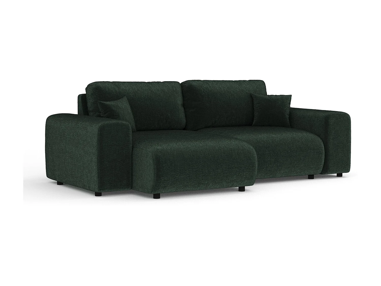 Canapé d'angle en tissu chenille Zanzibar - 4 places - vert foncé