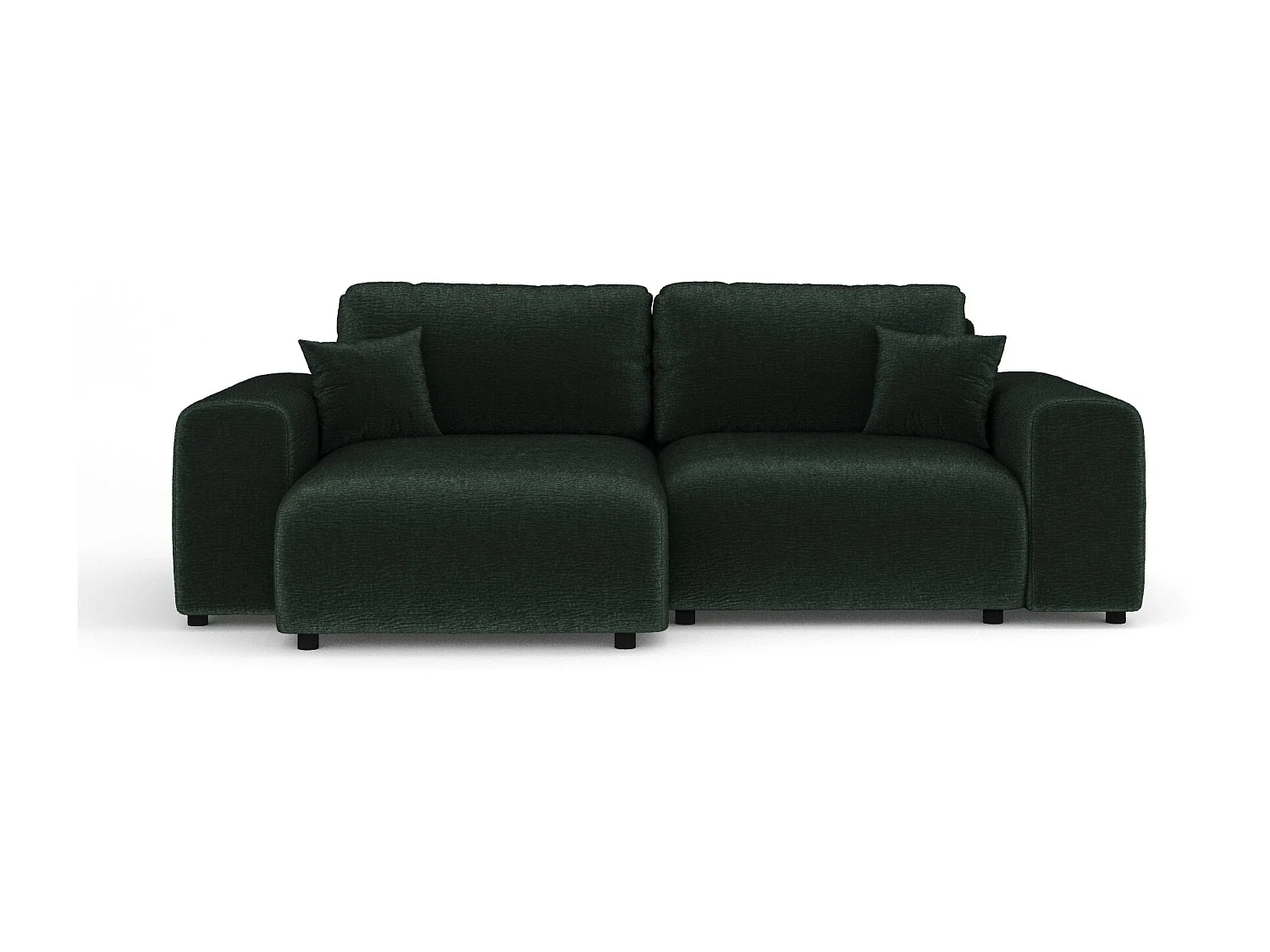 Canapé d'angle en tissu chenille Zanzibar - 4 places - vert foncé