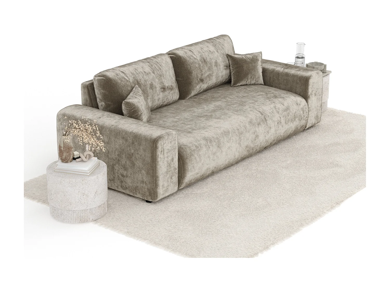 Canapé en tissu chenille Zanzibar - 3 places - beige