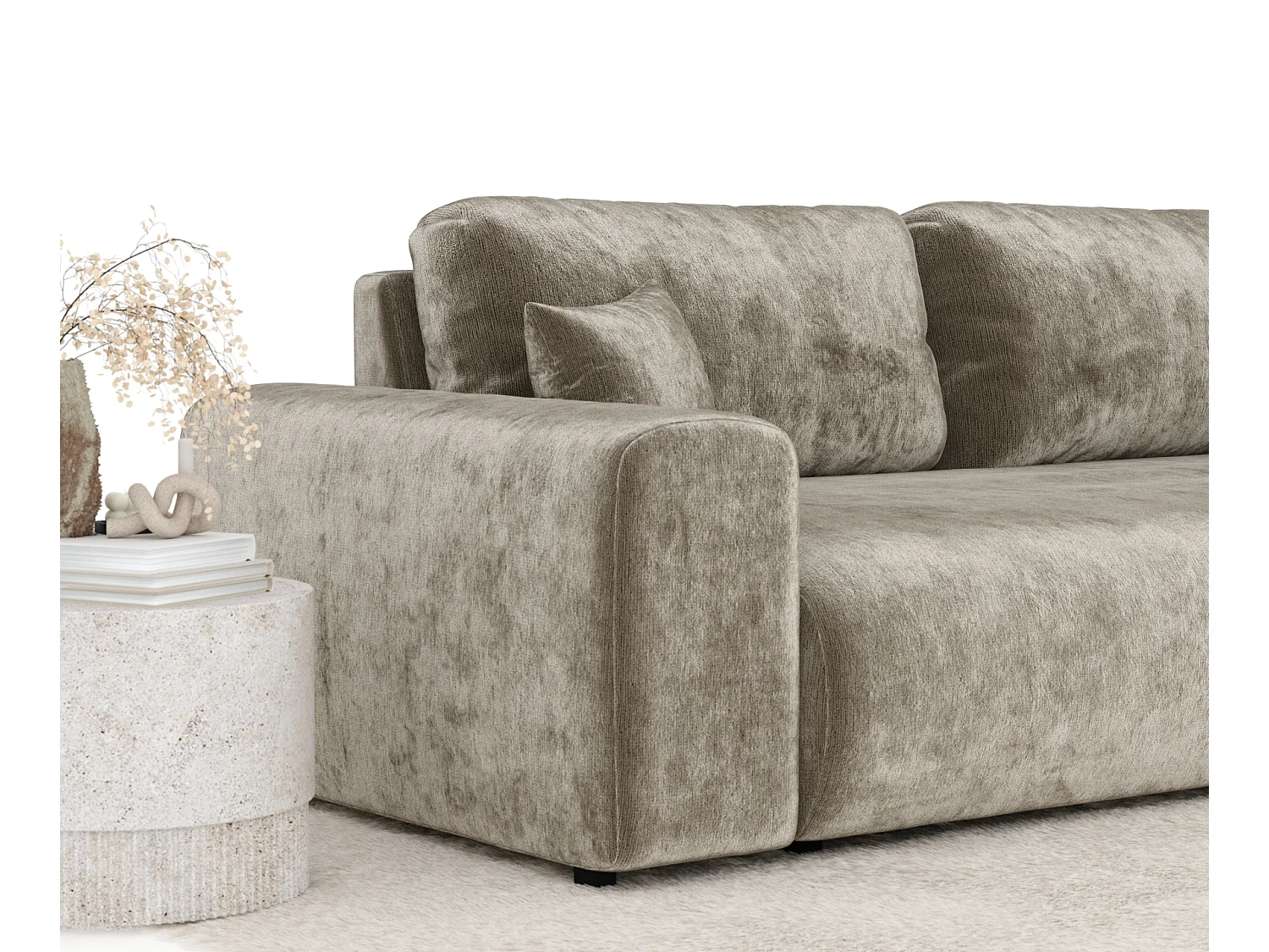 Canapé en tissu chenille Zanzibar - 3 places - beige