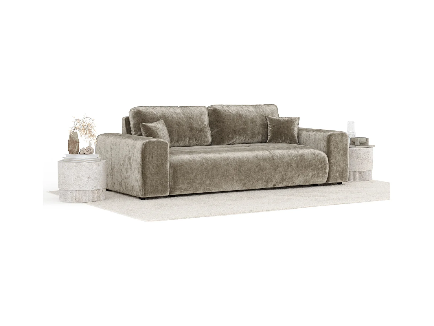 Sofa aus Chenille-Stoff Zanzibar - Drei-Personen - beige