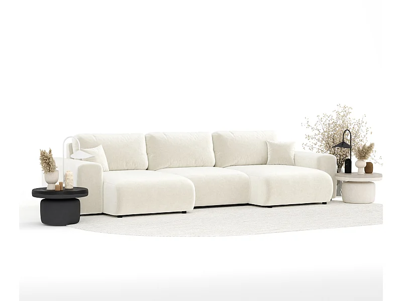 Panorama-Sofa aus Samtstoff Zanzibar - Sechs-Personen - creme