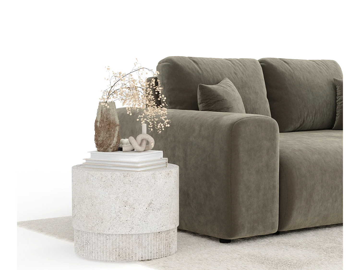 Canapé en tissu velours Zanzibar - 2 places - taupe