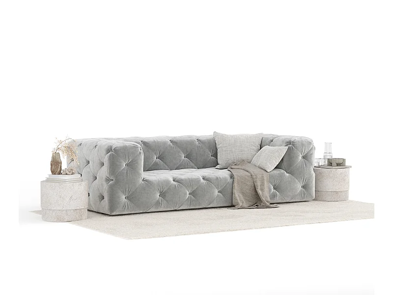 Sofa Cosimo - welwet - trzyosobowa - jasnoszary