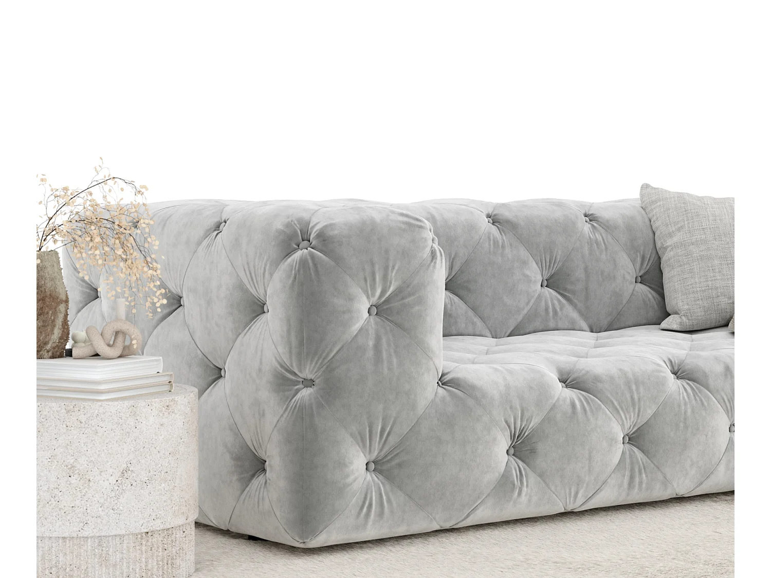 Canapé Cosimo - velours - 3 places - gris clair