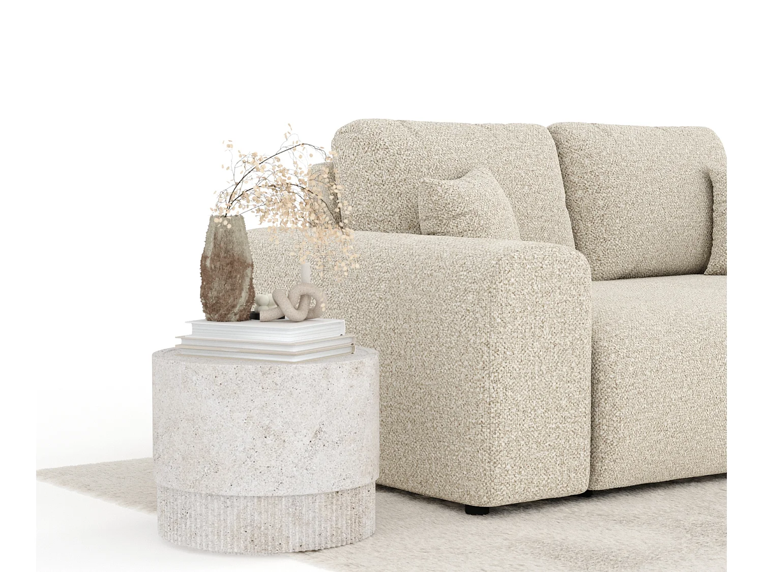 Canapé en tissu bouclette Zanzibar - 2 places - beige