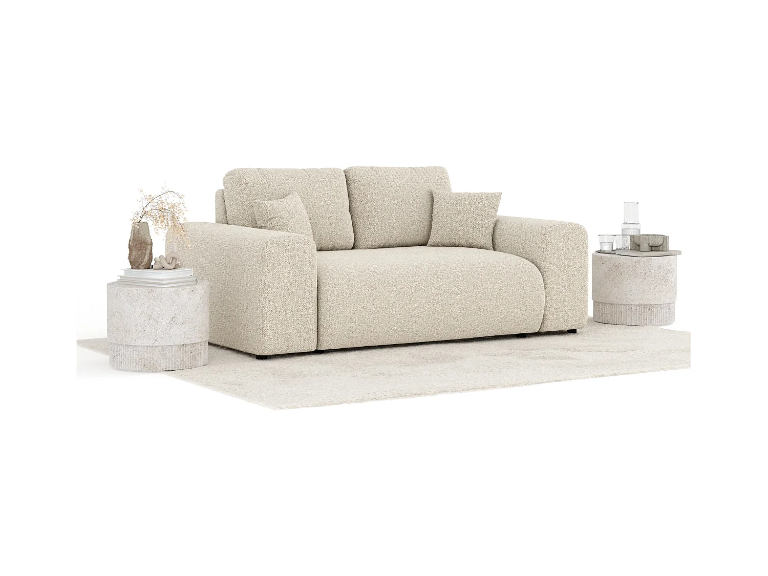Sofa aus Boucle-Stoff Zanzibar - Zwei-Personen - beige