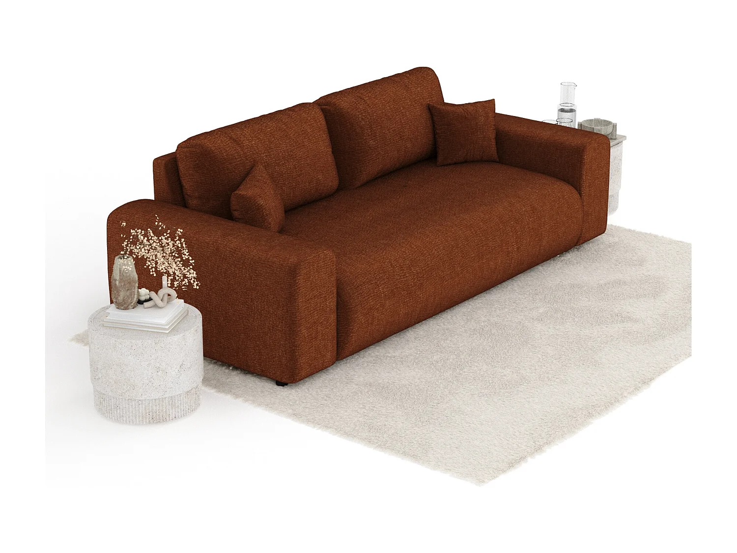 Canapé en tissu chenille Zanzibar - 3 places - couleur cuivre