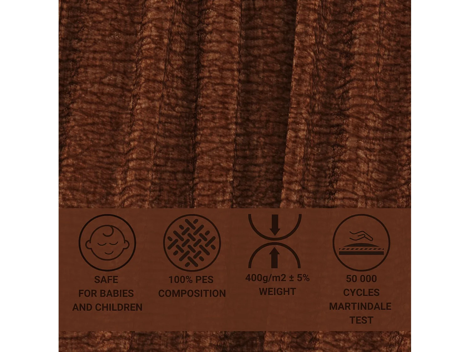 Canapé en tissu chenille Zanzibar - 3 places - couleur cuivre