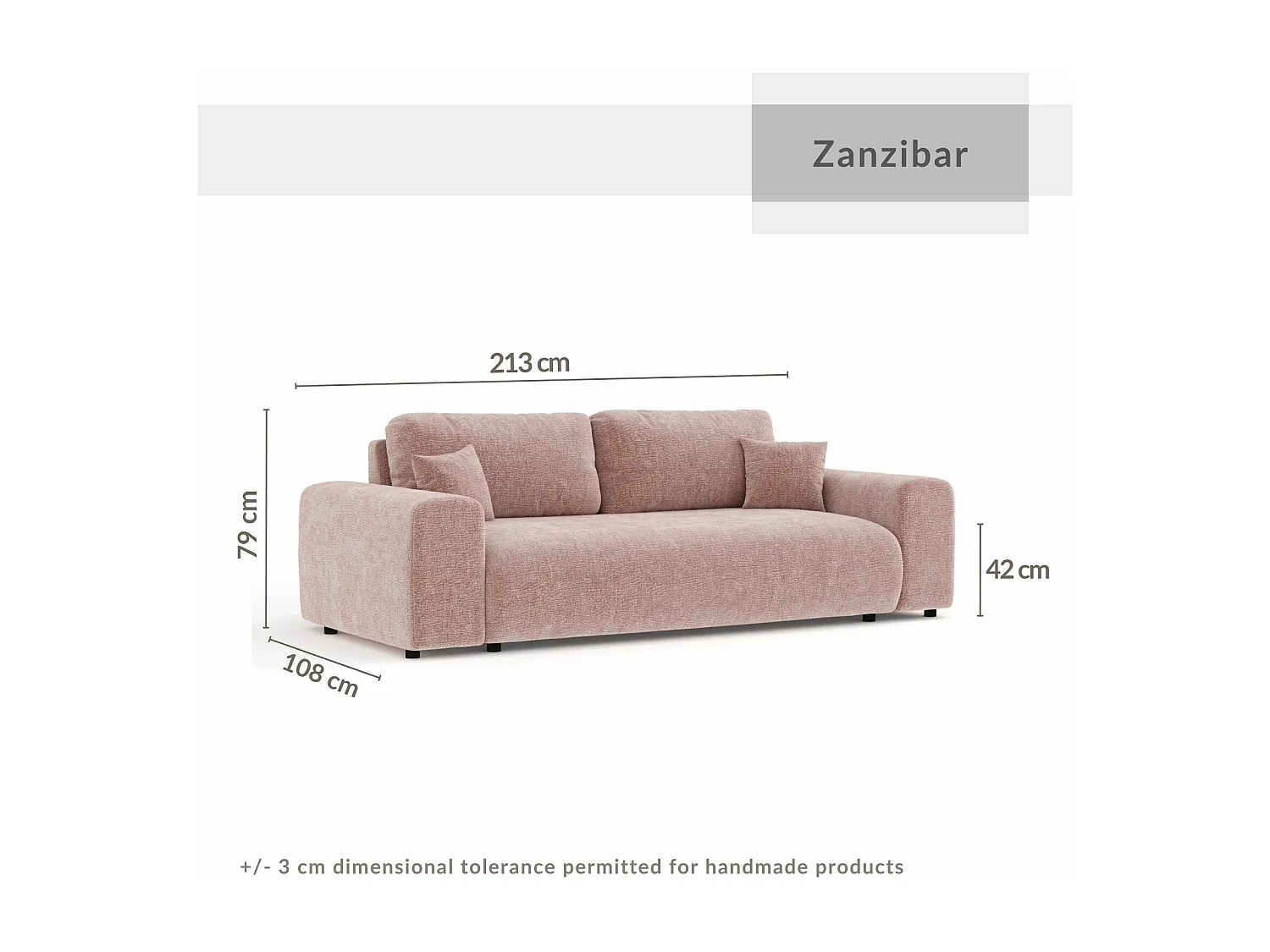 Canapé en tissu chenille Zanzibar - 3 places - couleur cuivre