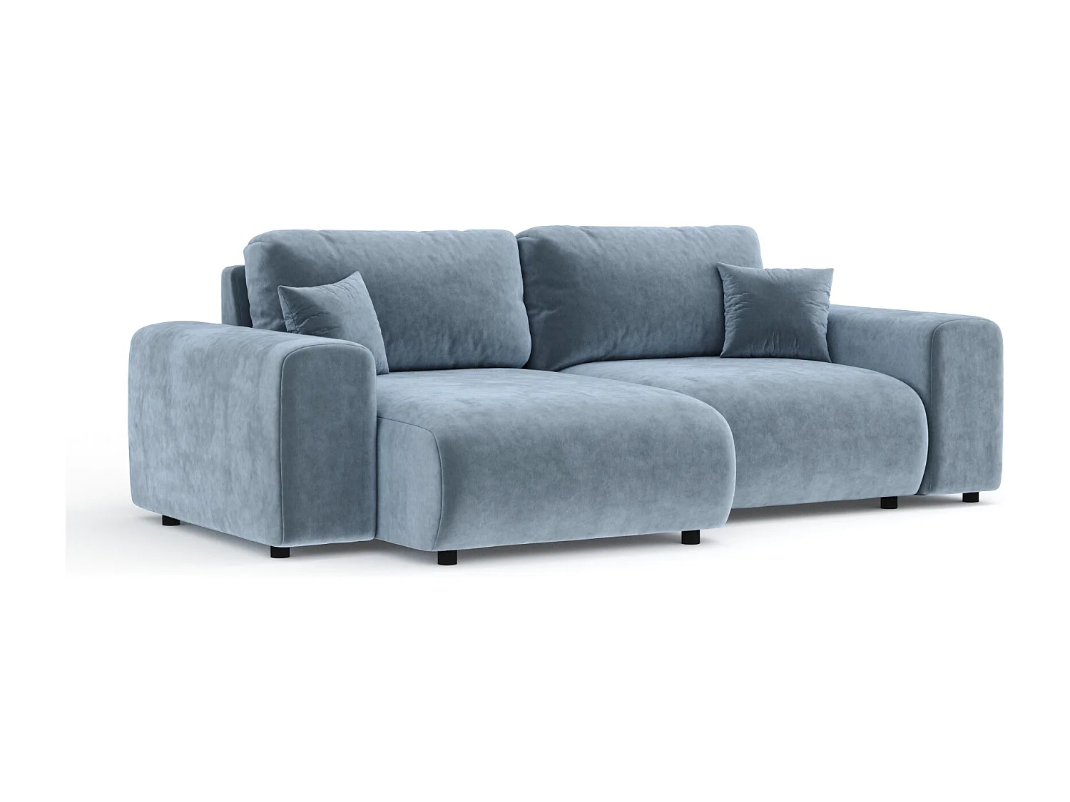 Canapé d'angle en tissu velours Zanzibar - 4 places - bleu