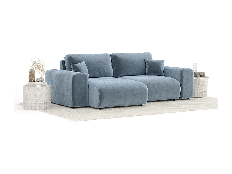 Ecksofa im Samtstoff Zanzibar - Vier-Personen - blau