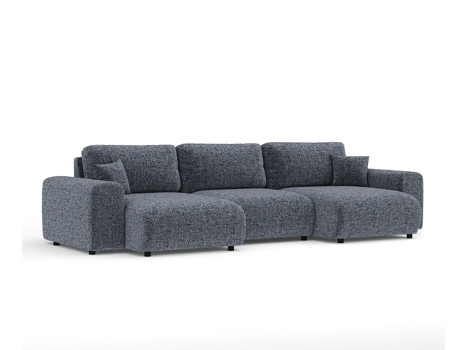 Canapé d'angle panoramique en toile tissée Zanzibar - 6 places - bleu marine