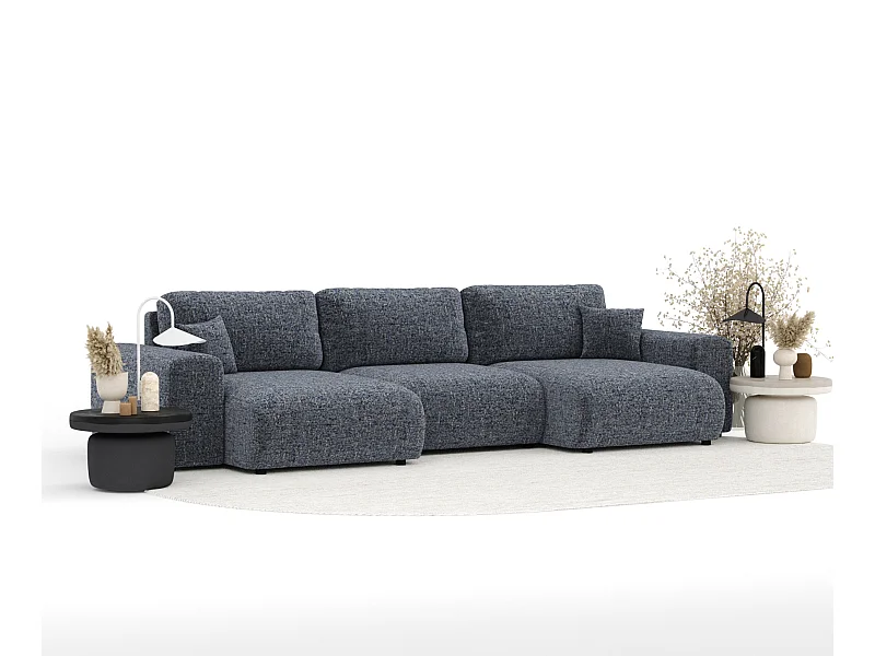 Panorama-Sofa aus Webstoff Zanzibar - Sechs-Personen - marineblau