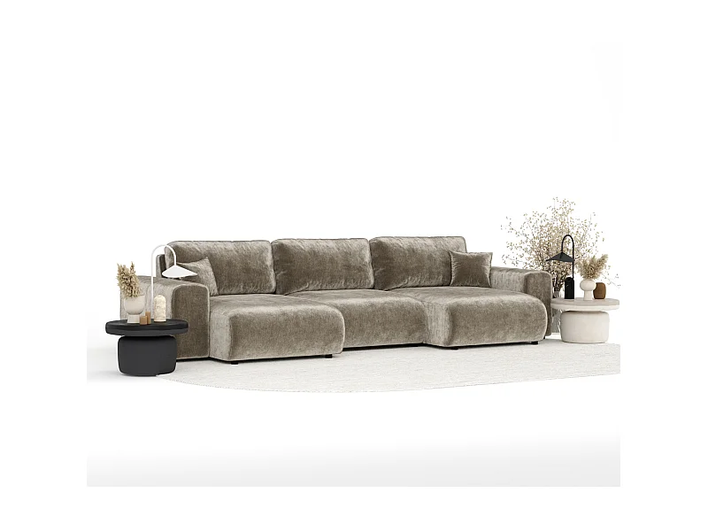 Panorama-Sofa aus Chenille-Stoff Zanzibar - Sechs-Personen - beige