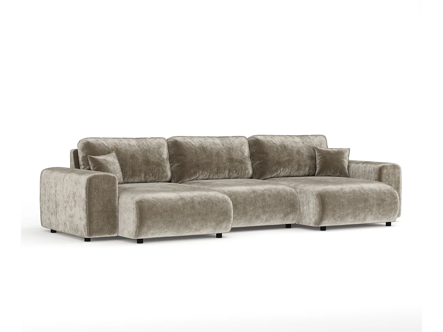 Canapé d'angle panoramique en tissu chenille Zanzibar - 6 places - beige