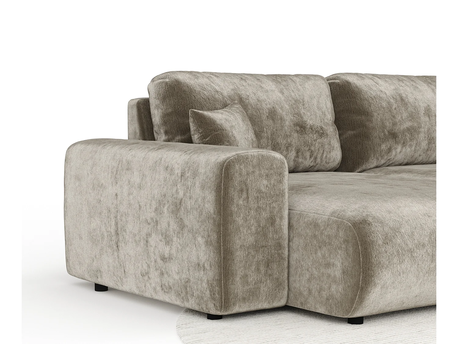 Canapé d'angle panoramique en tissu chenille Zanzibar - 6 places - beige