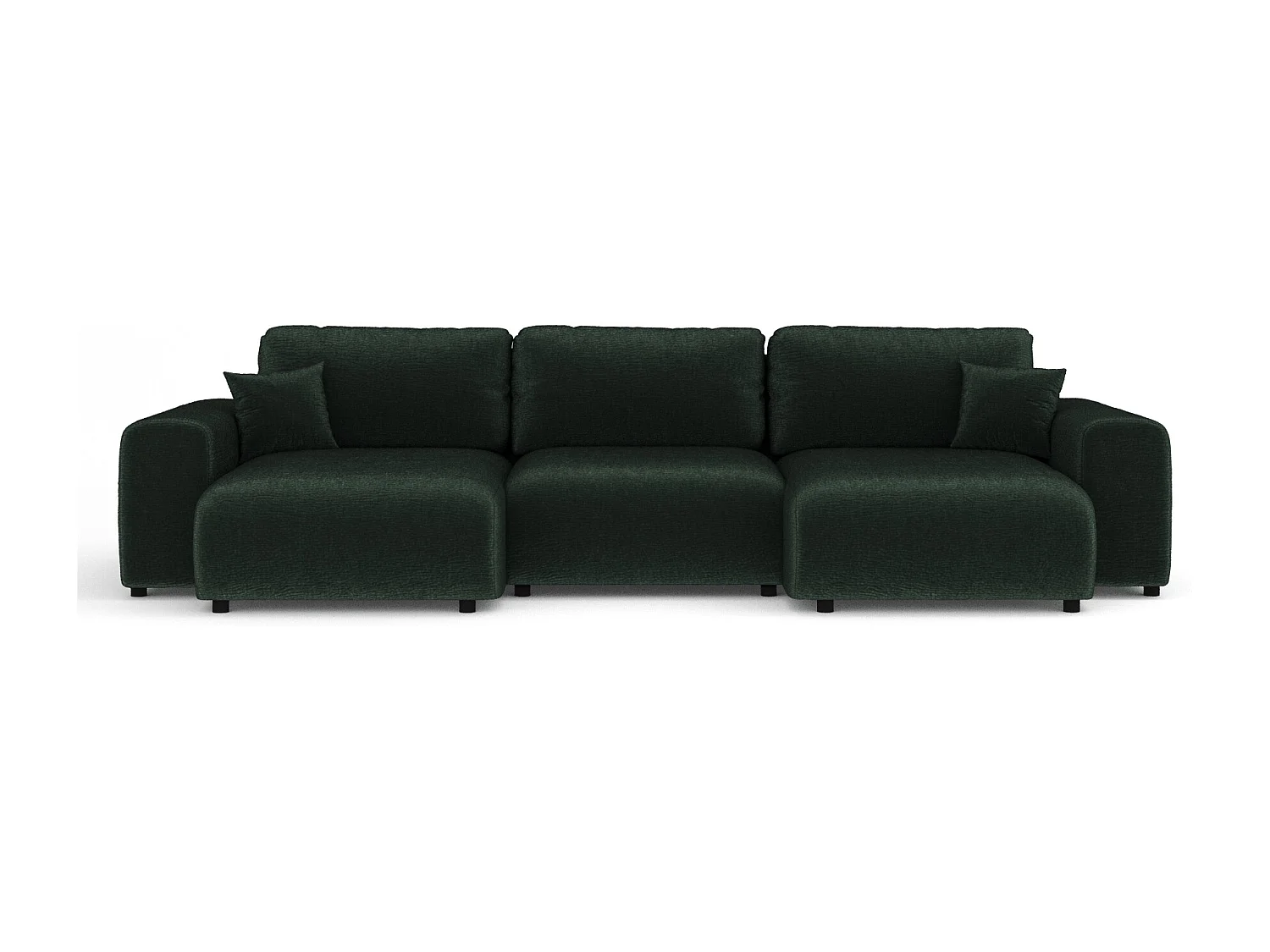 Canapé d'angle panoramique en tissu chenille Zanzibar - 6 places - vert foncé