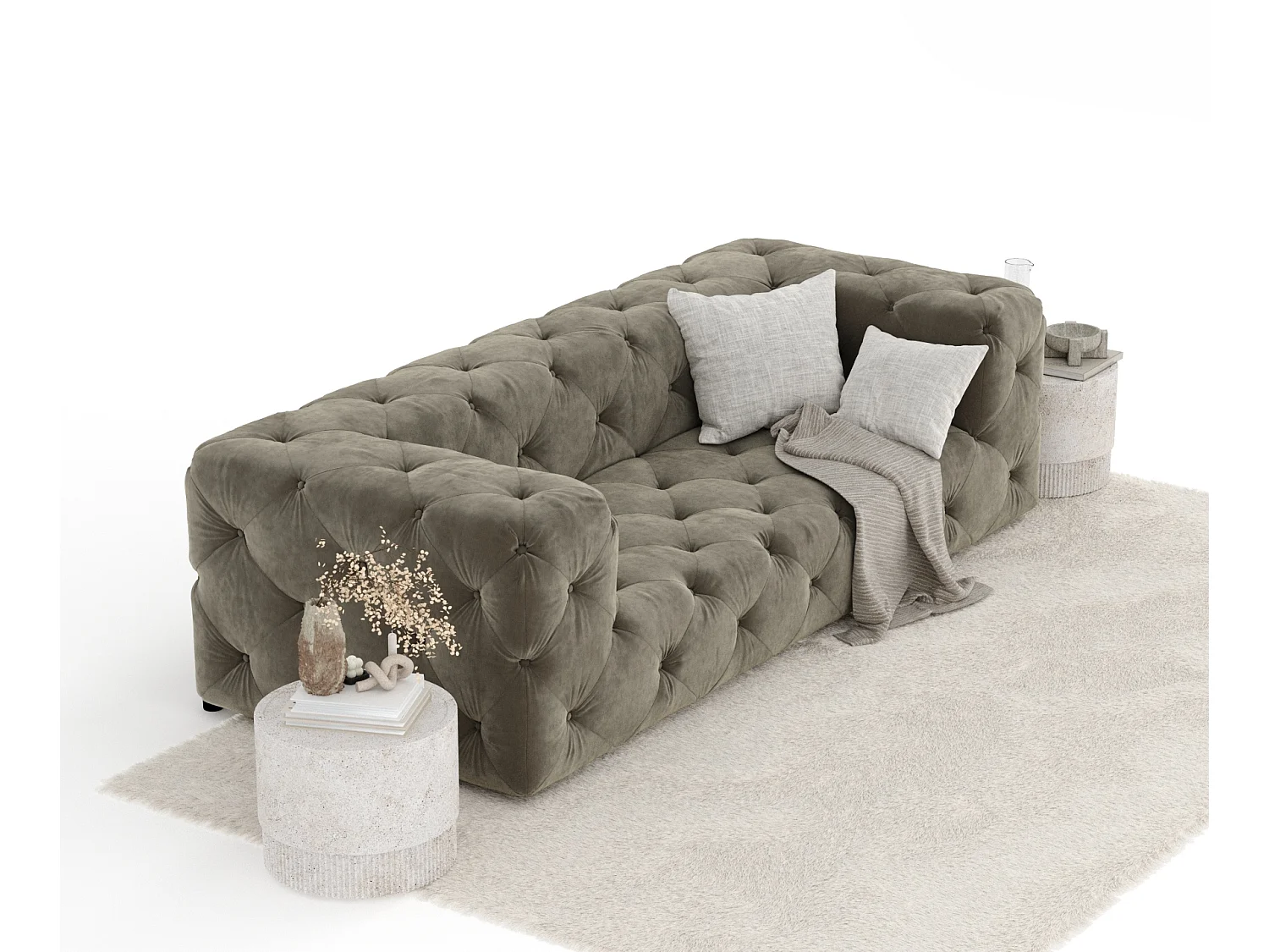 Canapé Cosimo - velours - 3 places - taupe